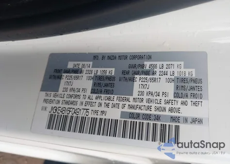 2015 Mazda Cx-5 Sport from USA, damaged, VIN JM3KE4BY6F0491775